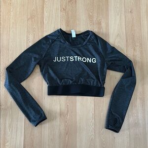 Just Strong Gray Long Sleeve Crop Top